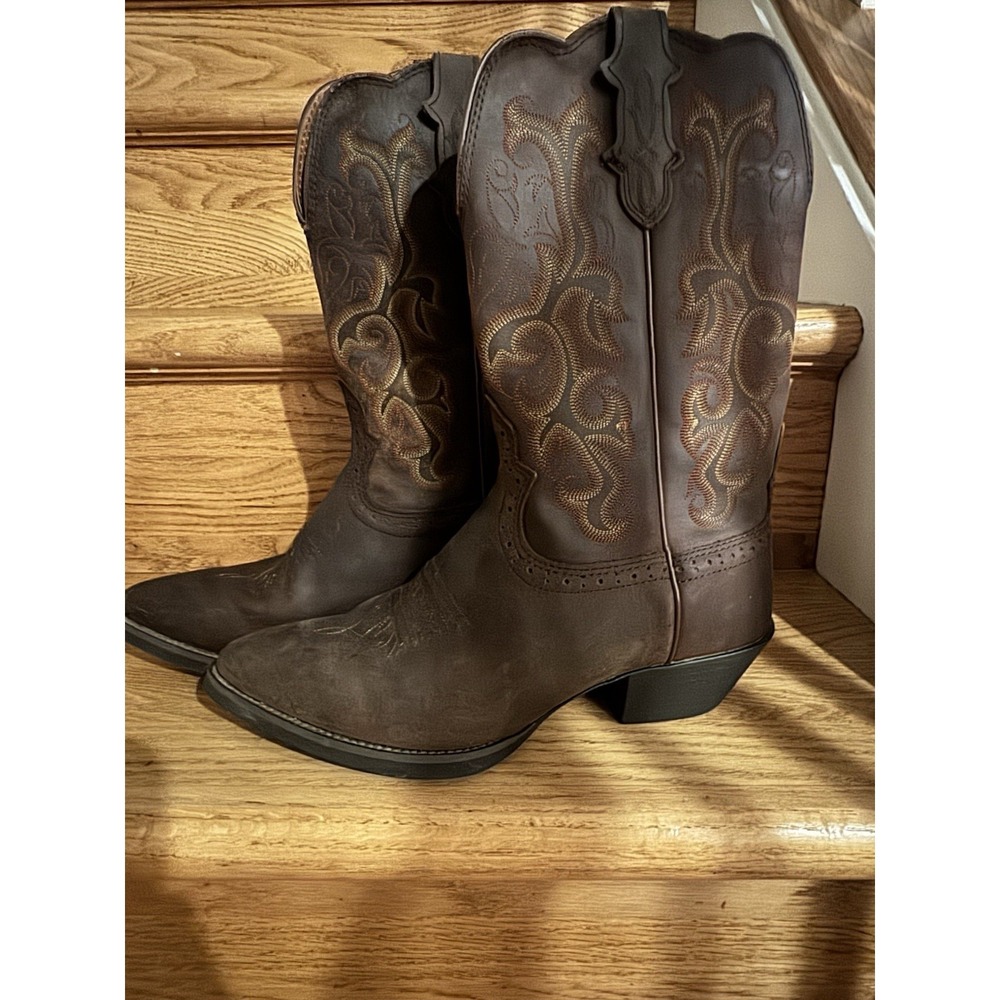 Justin Brown Stampede Western Boots Cowboy Boots Leather 9.5